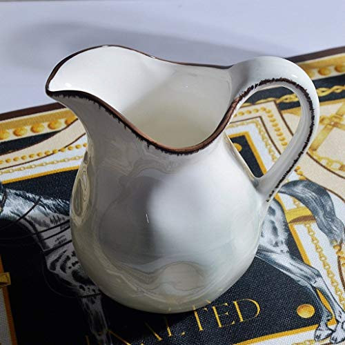 YAOSHER Plato Creamer, de cerámica con Mango, café Leche Creamer, Pitcher Pitcher Servir la Salsa de Jarra for la Cocina Placa(B(2PACK))