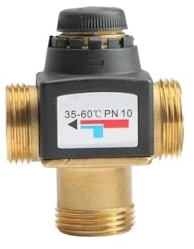 UOUOBEAR 3-Wege-Thermostatmischerventil DN20/25 Innen-/Außengewinde Messing Thermostat for 3/4 Zoll 1 Zoll Solarwarmwasserbereiter Gewindemischventil(DN20-1 Male Thread)