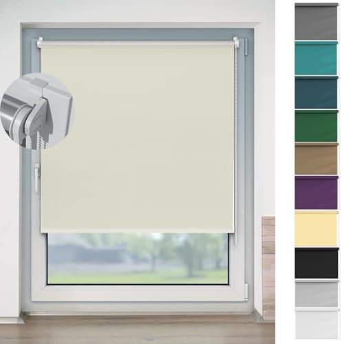Verdunkelungsrollo Klemmfix Ohne Bohren 40 x 70 cm Hitzeschutz Und Sichtschutz, Rollo Seitenzugrollo Verdunkelung Maßgeschneiderte Größe Rollo für Tür & Fenster, Beige