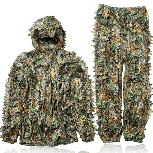LEIMO KPARTS Leafy Ghillie Suit for Hunting,3D Leafy Camo Suit Costume for Men,Camouflage suit, 3d Leafy, XL/XXL