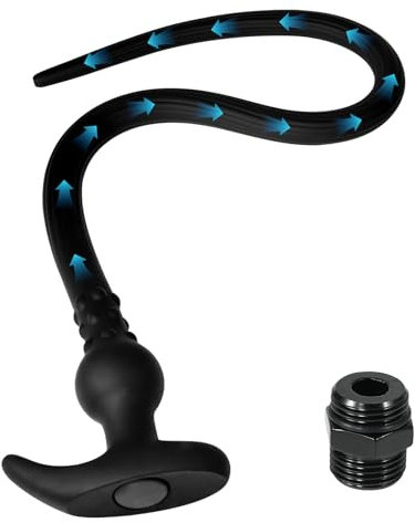 AMAZBEE Analdusche für Analverkehr Silikon Einlauf für Männer Extra langer Anal Plug Klistier für tiefe Darmreinigung Spülung Aufsatz Aufsteckbarer Duschkopf (105cm)