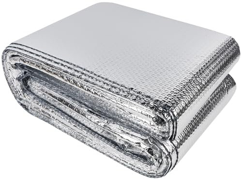 winemana Window Insulation Roll, 48IN x 20FT Reflective Heat Shield Bubble Film, Double-Sided Aluminum Foil Insulation, Weatherproof Garage Door Cover for Windows, RV, Basement, Winter & Summer