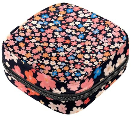 Borsa per il primo ciclo mestruale per donne e ragazze, borsa portaoggetti per assorbenti igienici, custodia portatile per coppette mestruali, borsa imbottita con cerniera senza cuciture con fiore