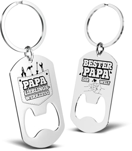 LILABIENE Schlüsselanhänger Papa Flaschenöffner Bieröffner Mit Gravur Bester Papa der Welt Geschenk zum Vatertag
