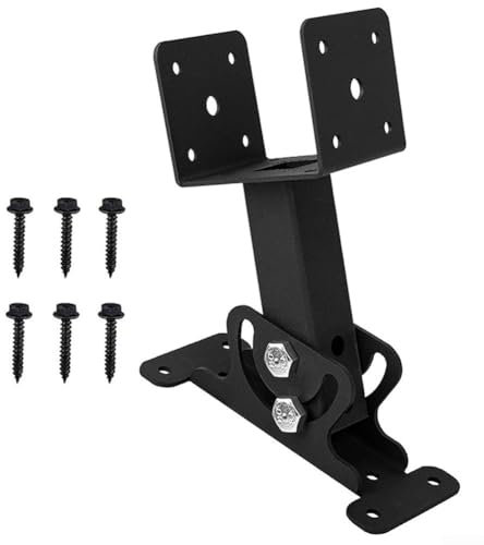 Feeshoppher Saddle Base Roof Riser Brackets Adjustable Roof Riser Bracket Kit Pergola Support Beam Bracket 180° Rotatable Metal Brackets for Patio Cover Shading Structure Porch Pavilion Courtyard