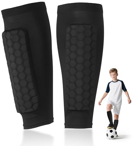 Huiguli Parastinchi Calcio Bambino, 1 Paio Parastinchi Professionali Antiurto, Parastinchi Protettivi per Polpacci con Silicone Antiscivolo, Parastinchi da Calcio Calzino Maniche per Giovani (S)