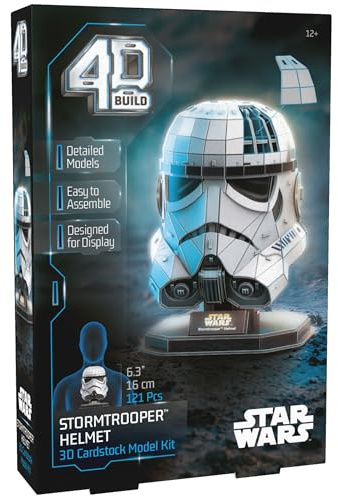 4D Build Star Wars Stormtrooper hjälm 3D vikbar figur med stativ, byggleksaker, 3D-pussel för vuxna och tonåringar, 121 bitar för åldrarna 12 år