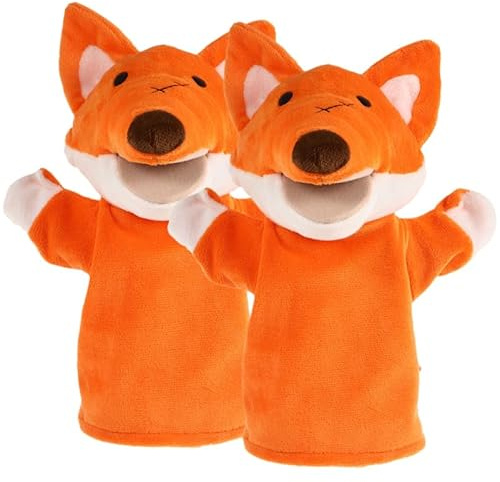ibasenice Fuchs Handpuppen 2 Stück Niedliche, zum Öffnen des Mundes geeignet, weiche Plüschtiere für Eltern-Kind-Interaktion, ideal zum Geschichtenerzählen, Vorschule & Kindergarten