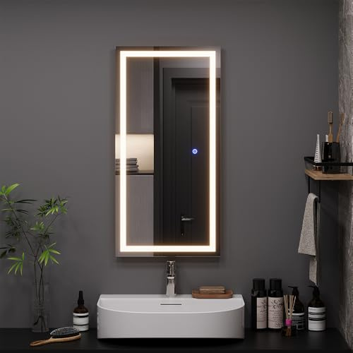 Vicco Badezimmerspiegel Miral, Glas, 80 x 40 cm | mit Frontlight Beleuchtung, zur Wandmontage mit integrierter LED-Beleuchtung