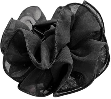 Grande pince à cheveux noire en mousseline de soie avec nœud pour cheveux, ruban en tissu fleur rose pour femmes, accessoires de pinces, pinces et barrettes, accessoires pour cheveux, décorations