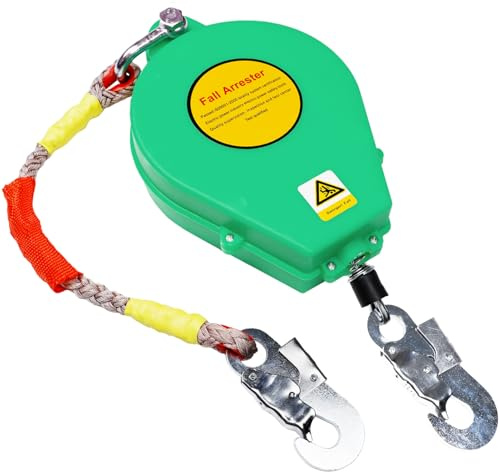 VFDZ Höhensicherungsgerät 5m/10m/15m(Grün,5m) | Absturzsicherung Dachdecker mit Automatischer Sperrfunktion, 150kg Auffanggurt Absturzsicherung Einziehbar für Dacharbeiten