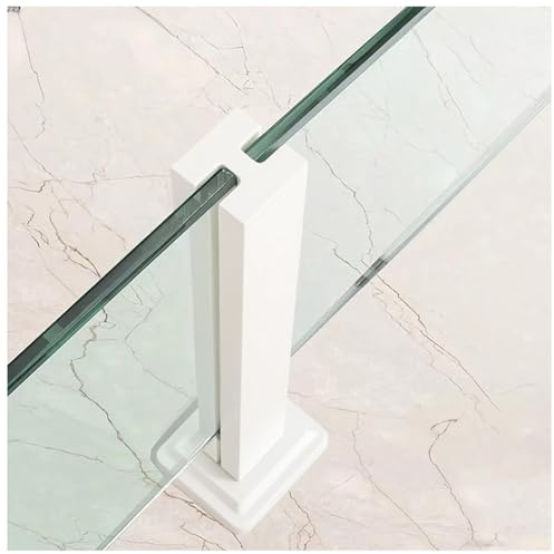 ZAQYCM Staircase Railing Post for 8/10/12 MM Glass Panels, White Heavy Duty Balustrade Posts Glass Railing System for Commercial Landscape/Decking/Terraces(Middle Post,80cm/31.5 in)