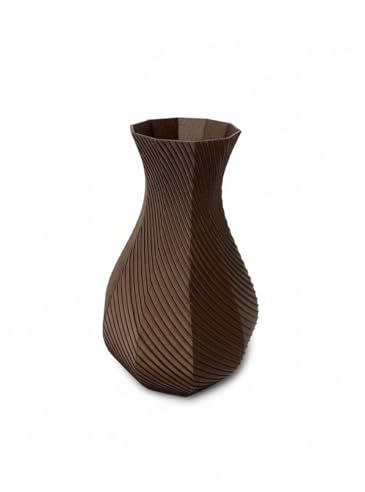 Vaso Decorativo Moderno in PLA – Design Ottagonale a Spirale, Altezza 18 cm – Per Fiori Secchi e Arredo Minimal – Disponibile in Vari Colori (RAME)