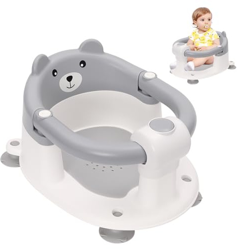 Badstol för bebisar 6–24 månader, Anti-glidande badstol för bebisar med 4 starka sugfötter och ergonomiskt ryggstöd, Bärbar och säker badstols – Present för småbarn och nyfödda