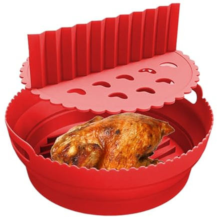 Kasmole Forros De Silicona para Airfryer - 21.5cm Bol Resistente Al Calor - con Divisores Forro Seguro De Silicona para Freidora De Aire | para Horno Domestico Olla Tostadora Horneado