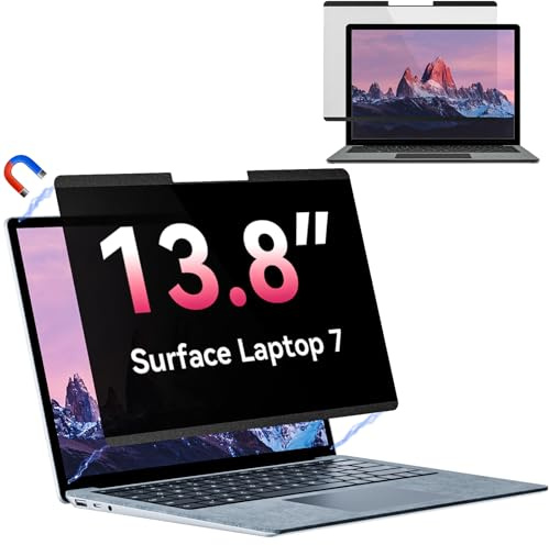 Yklssm Magnetischer Blickschutzfilter für 13,8 Zoll Microsoft Surface Laptop 7, Abnehmbar Anti Glare Blaulicht Laptop Privacy Screen Blickschutzfolie Sichtschutz Black Security Private Protector