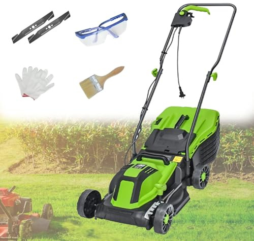 HandgräSklippare, Sladdansluten Elektrisk VertikalskäRare, Med 45 Liters UppsamlingspåSe, 5-Stegs Djupjustering, FöR GräSmattor Och TräDgåRdar 2100W/32CM-Cord35M