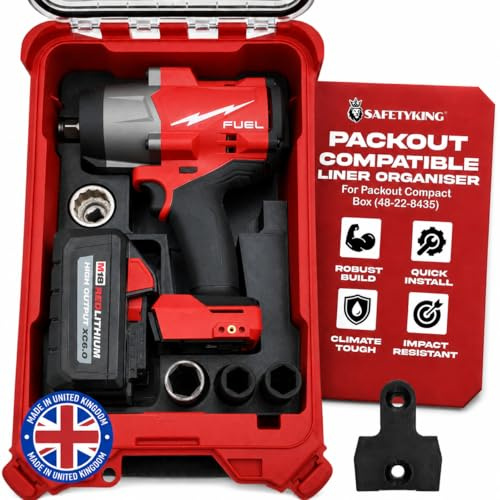 Milwaukee Packout Compatible Liner Organiser for Packout Compact Box (48-22-8435) – Precision Rigid Insert for M18 Fuel High Torque Impact Wrench Organizer (Insert Only, Tools & Box Not Included)