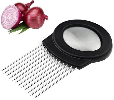 Tagliacipolla, tritacarne antiscivolo, lavabile in lavastoviglie, porta fette di cipolla con forchette multiple, per interni esterni, casa, cucina, ristorante, cottura a verdure, frutta, limone