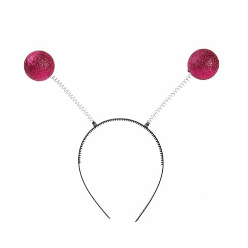 DRALOFAO Alien Haarreif, Space Kostüm Damen Karneval Kostüm Accessoire mit 2 schwingenden,Kopfschmuck, Glitzer-Kugeln für Karneval, Fasching, Stirnband Alien Kopfschmuck, Haarreif Fasching Party