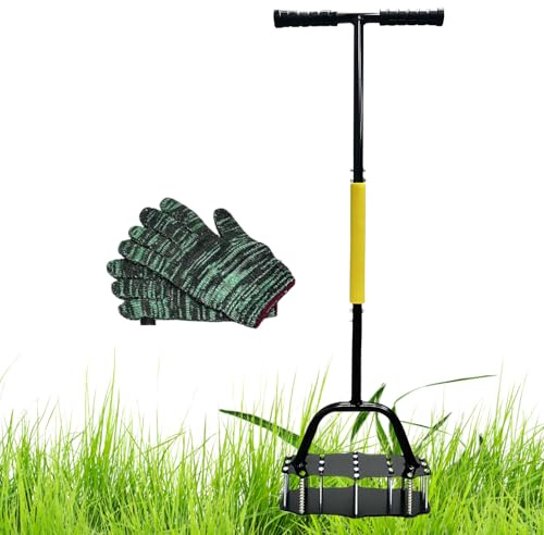 Genérico Aireador Central para césped | Herramienta Manual para Airear el Suelo - Diseño de Muelles con 17 Púas de Acero,para Mantenimiento del Césped y Jardinería, Aflojar la Tierra