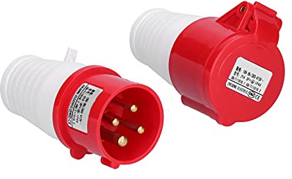 FTVOGUE Conector de Enchufe Industrial, Juego de Enchufe de Alimentación Trifásico de 4 Pines de Latón PA66, 380 A 415 V, 16 A, IP44, 6 H, Conexión A Tierra, para la Industria, Aeropuerto, Muelle,