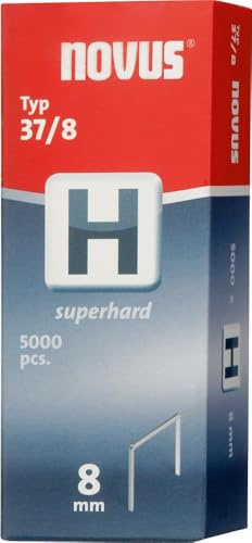 Novus Feindrahtklammern 8 mm superhart, für Hammertacker, Sparverpackung 5000 Tacker-Klammern, Typ 37/8, aus Stahldraht