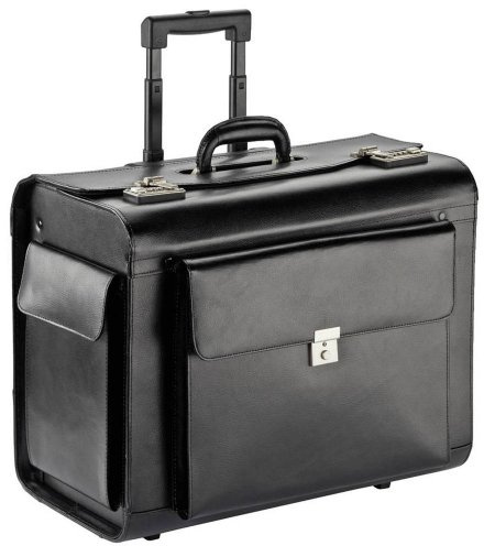 Dermata XXL Pilotentrolley Koffer, Schwarz, 50 cm | Leder Trolley, Extra Groß, mit 2 Rollen, 4,5 kg, 45 Liter