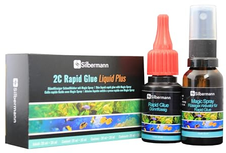 Silbermann 2C Rapid Glue - Liquid Plus - Schnellhärtender Korallenkleber mit Magic Spray als Zwei-Komponenten-System