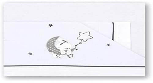 Pirulos Luna Juego de Sábanas 100% Algodón para Mini Cuna de 50x80 cm para Invierno y Verano, Color Gris