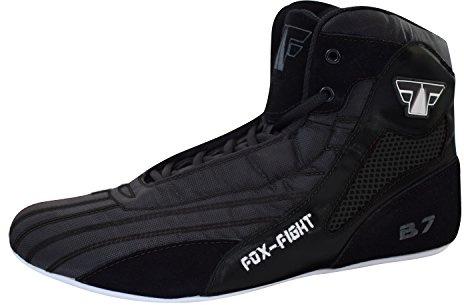 FOX-FIGHT B7 Black Edition Kampfsport Boxstiefel Ringer Schuhe | Fitness Gym Box Hog Bodybuilding High Tops Boxingschuhe athletik