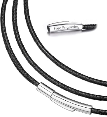 FaithHeart Lederkette Herren Damen Lederband 1,5/2/3MM Lederhalsband Ohne Anhänger Kunstleder Kette mit Verschluss Schwarz Leder Halskette 40CM-75CM wählbar Personalisierbares Lederband Schmuck