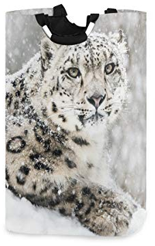 Mnsruu Panier à Linge Pliable avec poignée Motif léopard des neiges