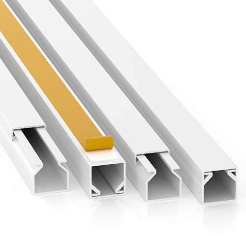 Kabelkanal Selbstklebend Pro mit Schaumklebeband, Kabelschacht 10m 12x12mm - 10x1m, White - Weiß