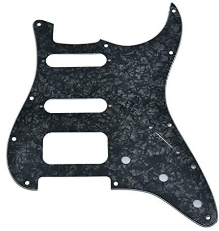 KAISH 11 Loch American Modern Strat Style HSS Schlagbrett mit 2-Schrauben-Rund-Ecke Humbucking Pickup-Montage für Stratocaster/Strat Black Pearl