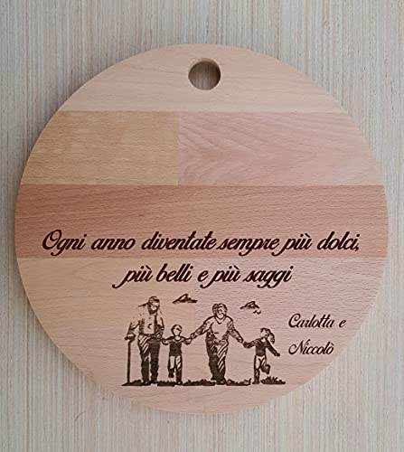 Tagliere in legno personalizzato 30 cm - perfetto per contatto con alimenti - famiglia, festa dei nonni