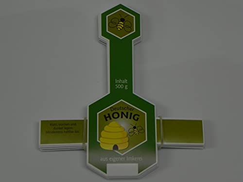 Generisch 2X 100 Etiketten f.500 g neutral grün naßklebend Honig Imker Aufkleber großer Bienenkorb Honigglasetiketten Honigetiketten