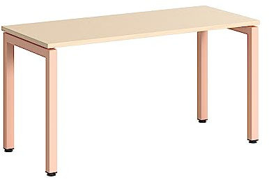 Steelcase Ottima Portico Homeoffice-Schreibtisch in fixer Höhe, Melamin-Tischplatte in der Ausführung Klare Eiche und Gestell in der Farbe Rosenquarz, einfache Montage (140 x 60 cm)
