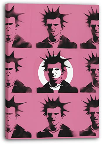 Leinwandbild Banksy Punk - Andy Warhol Pop-Art Modern Street-Art - Moderner Kunstdruck Klein bis Groß XXL - Geschenk Wohnzimmer, Schlafzimmer
