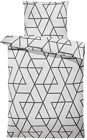 one-home Bettwäsche 155x220 cm Geometrisch Grafisch weiß schwarz Übergröße Microfaser