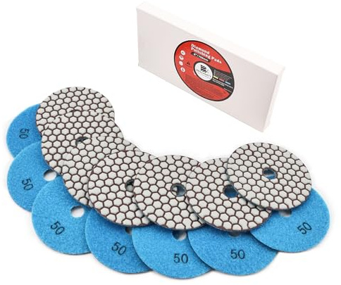 Diamant Polierscheiben Set - 7 Stück 100mmTrockendiamant Polierpad Set Auflagen Körnung 50 Diamant Schleifpad für Granit Marmor Kunststein Quarz für Winkelschleifer