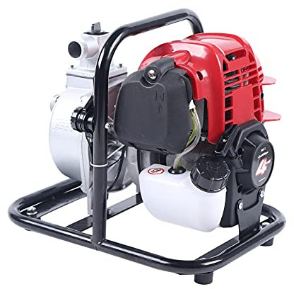 38CC Benzin Wasserpumpe 8000L/H Gartenpumpe 1'' 4 Takt Motorpumpe Teichpumpe, Einzylinder Luftgekühlter Viertaktiger Benzinmotor