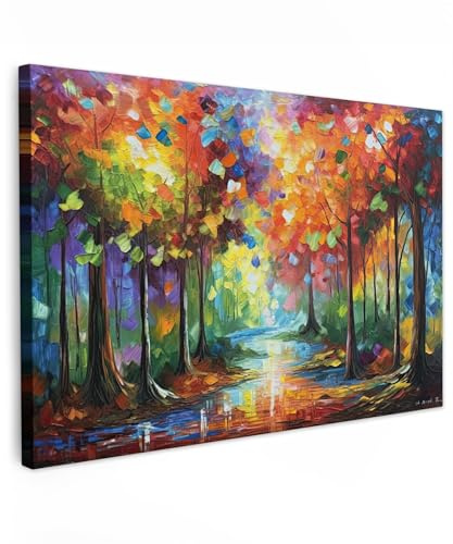 MuchoWow© Impression sur Toile Decoration Murale Peinture Tableaux - Nature | 90x60 cm - Decoratifs Muraux Décoration Chambre Paysage - Forêt - Coloré