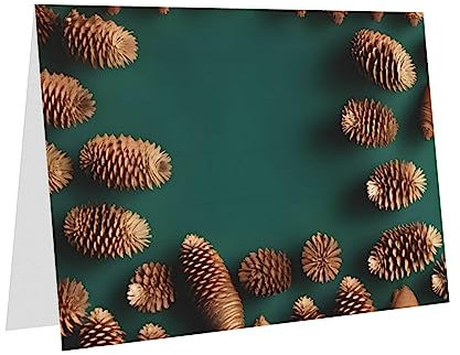 STejar Blanko-Grußkarten mit Tannenzapfen, mit Umschlägen, 10,2 x 15,2 cm, Dankeskarten für Weihnachten, Urlaub, Geburtstag, Abschluss, Jahrestag, Weiß