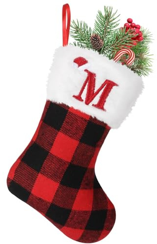 YuuFcy Weihnachtsstrumpf Personalisiert Nikolausstrumpf 22 cm Christmas Stockings Weihnachtsbaum Kamin hängende Ornamente Geschenkhalter Weihnachtsdekorationen für Weihnachtsbaum und Heim (M)