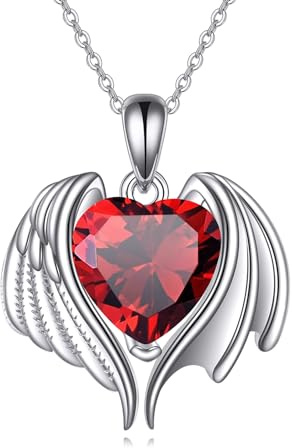 ONEFINITY Engel Teufel Flügel Kette 925 Sterling Silber Herz Kette Dämon Engel Flügel Anhänger Schmuck Geschenk für Damen