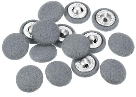 QUARKZMAN 10 Stück Stoffbezogene Knöpfe 15mm Runde Plüsch Bezogene Metall Knopf Stoff bedeckt mit Metallschaft Nähknöpfe Bastelknöpfe zum Nähen Basteln für Anzüge Strickjacke, Dunkelgrau
