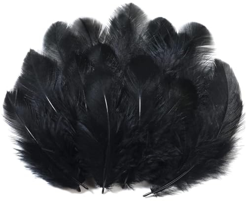 GoldRock 300 Stk Schwarze Federn zum Basteln, Federn Schwarz Flauschig 8-12cm, Federn Deko,Natürliche Feder, Engelsflügel zum Basteln, Feder für Christmas, Traumfänger, Kopfschmucksfedern, DIY Ohrring