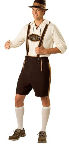 CCOOfhhc Herren Trachten Set Oktoberfest Deutscher Bieranzug Trachten Lederhose Trachten Hemden Oktoberfesthut 3er Set Für Oktoberfest Traditionelle Stickereien Legeres Sommer