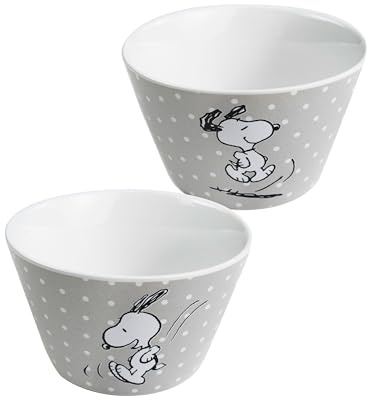 United Labels The Peanuts Snoopy - Cuenco para cereales (500 ml), diseño de lunares, color gris
